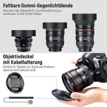 Набір фільтрів Neewer 82mm: UV, CPL, ND2, ND4, ND8, FLD, бленда та кришка об'єктива, сумісний з Canon, Nikon, Sony, Panasonic, DSLR