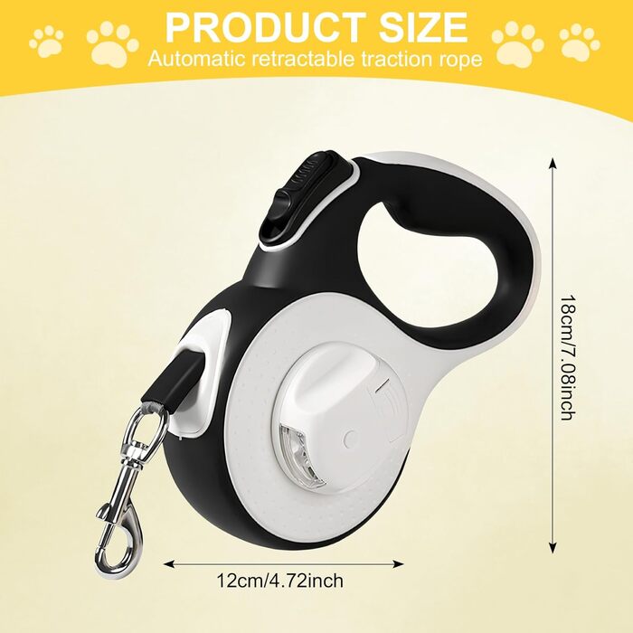 Висувна поводок для собак та котів Rollleine 3м з LED-підсвічуванням, до 15 кг