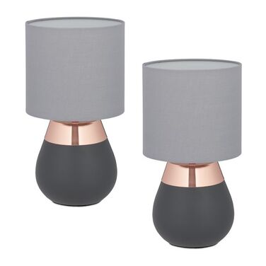 Relaxdays Table Lamp with Fabric Shade, 2-Piece Set