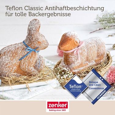 Easter Zenker Lamb and Bunny Baking Molds – 900 & 600 ml Filling Volume – 3D Cake Molds with Lamb and Bunny Motifs for Baking – Delicious Easter Decorations