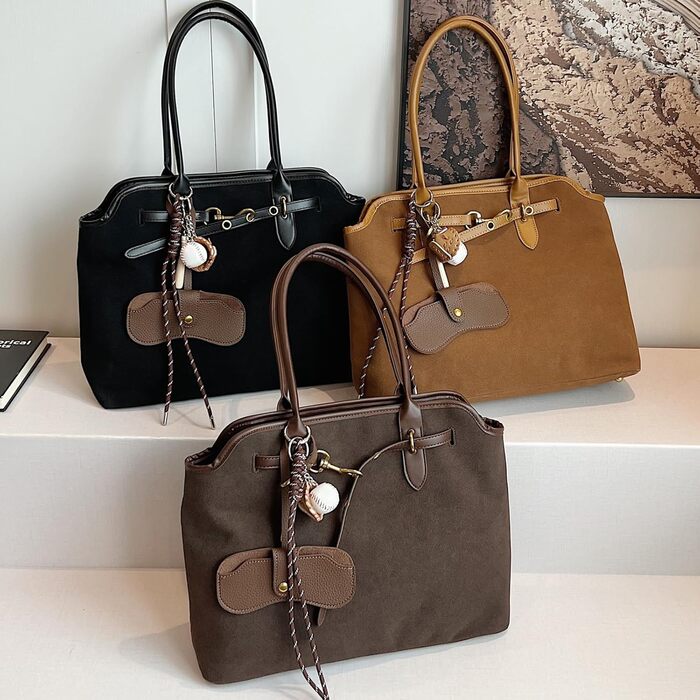 Жіноча сумка-шопер Unisoul з натуральної замші, велика містка сумка для коледжу, роботи, школи, подорожей, шопінгу, повсякденного використання, колір кави