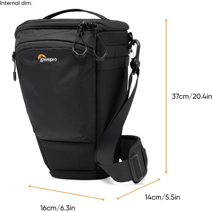 Lowepro ProTactic Toploader - фотосумка для беззеркальної камери/DSLR, 4.5 л, 37x10.5x14 см, для камер з об'єктивом, наплічна сумка для фотографів/відеооператорів (TLZ 75 Pro AW III - new)