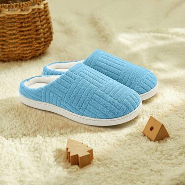 Зручні антиковзкі домашні тапочки з Memory Foam з бавовни для жінок (36/37 EU, блакитні)