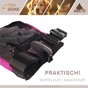 Сумка для ласощів для собак ASCO Leckerlitasche - зручна та містка сумка для дресирування, 20 x 20 см, рожева