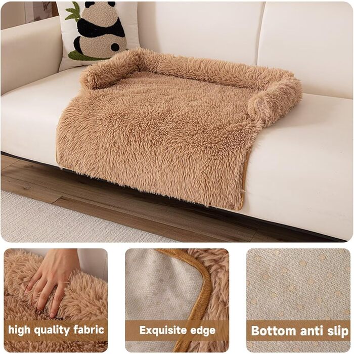 М'яке ліжко для собак та котів, лежанка з бортиками, 75x75 см, колір R-Kaffeebraun