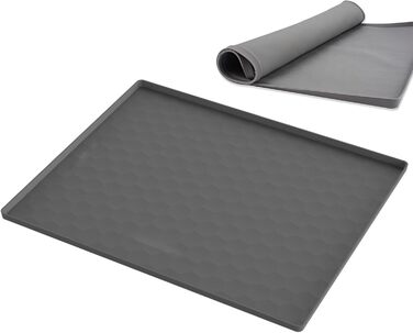 Килимок для годування собак, вологостійкий килимок під миску для тварин, великий силіконовий килимок 50 x 60 см з бортиком, захист від бруду, килимок для цуценят