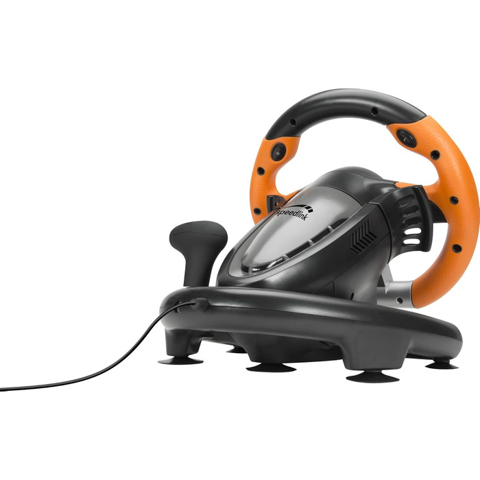 Speedlink DRIFT O.Z. Racing Wheel - Гоночний кермо з педалями та перемиканням передач для ПК, Force Feedback, чорний/оранжевий