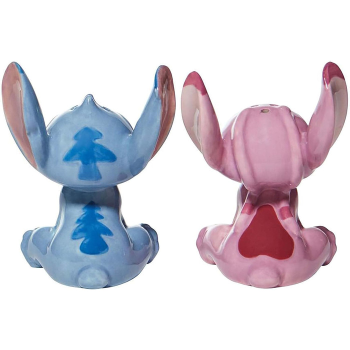 Enesco 6008687 Disney Ceramic Stitch and Angel Salt and Pepper Shakers, Stoneware, Multicolor