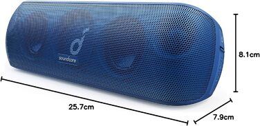 Soundcore Motion+ Bluetooth Портативна Колонка HiFi 30W, Глибокий Бас, IPX7, 12h, USB-C, App, EQ (блакитна)