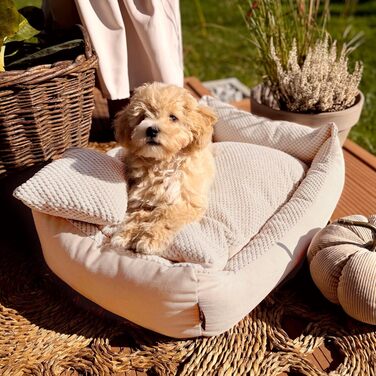 М'яке ліжко для собак 4L Textil Teo, корзина для собак середнього розміру, ліжко-подушка, 60x40 см, бежеве