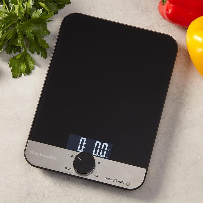 KitchenAid Digital Kitchen Scale with Glass Platform - Weighs Wet & Dry Ingredients - 5000g/5000ml Capacity