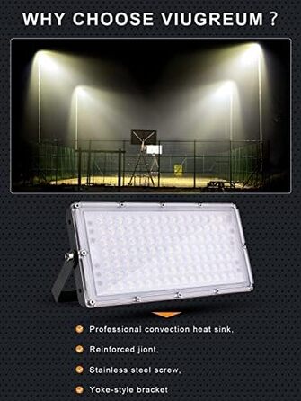 Ankishi LED Floodlight Outdoor, IP65 Waterproof, Super Bright 6500K Cool White Outdoor Light 30000LM Outdoor Floodlight Spotlights for Sports Field Garage Garden Backyard (Warm White, 4 PACK 100W)