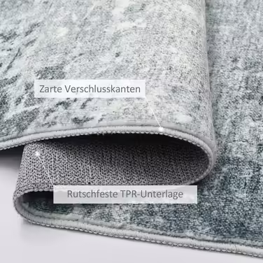 Guchuang Bedding Rug Living Room 160x230cm, Gray-Green Rug Vintage Melange Distressed Design Short Pile Rug, Washable Non-Slip Rug for Bedroom Gray 160x230cm