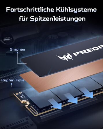 SSD Acer Predator GM7 1TB M.2 NVMe PCIe 4.0 - Швидкість до 7400 МБ/с - TLC NAND Flash - Внутрішній SSD для ПК, ноутбука та PS5