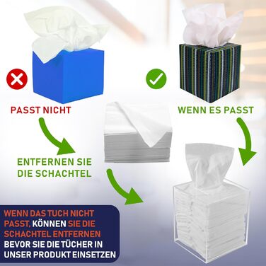 Acrylic Tissue Holder, transparent tissue box for cosmetic tissues, napkins, and lint-free cloths. Perfect for bathrooms, desks, workspaces, and vanity tables (Square, Clear)