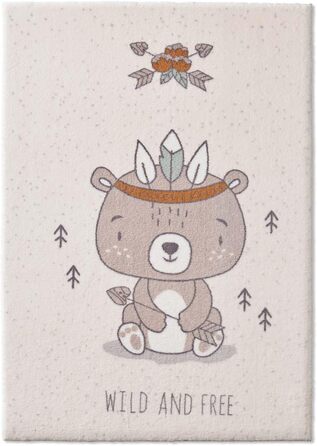 Taracarpet Rug for Children's Room, Kids' Rug and Teen Room Rug, Soft, Cozy, and Soft in Various Designs, Wild and Free Bear, 160x230 cm