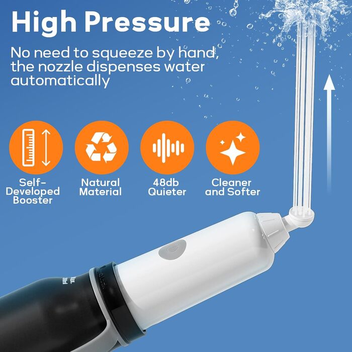 BIGCOW Portable Bidet with 3 Spray Modes | Electric Posteriour Wash | IPX7 Waterproof & Pressure Regulation | for Gentle Personal Hygiene, Postpartum Care, and Sensitive Skin Areas (Black)