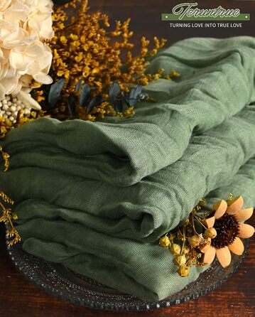 Set of 40 Gauze Cloth Napkins, Crinkled Dinner Napkins, Salvia Green, Rustic Boho Napkins, Soft Cotton, Table Napkins, Decorative Fabric Napkins for Wedding, Party