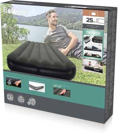 Надувний матрац Bestway Tritech Twin Grau 188x99x25 см - двоспальний, сірий