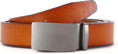 Чоловічий шкіряний ремінь на пряжці, автоматична застібка, 35 мм, регульований, 130 см, для костюма та ділового одягу (колір Y-brown)