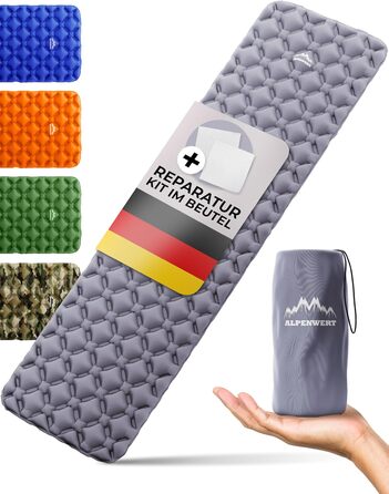 Alpenwert надувний килимок для кемпінгу, ультралегкий і компактний, ізомат для туризму, походів та відпочинку на природі