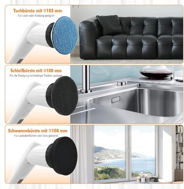 Електрична щітка для прибирання Ibergrif M34104 з 6 насадками, водонепроникна IPX7, з регульованою ручкою для ванної, кухні, підлоги