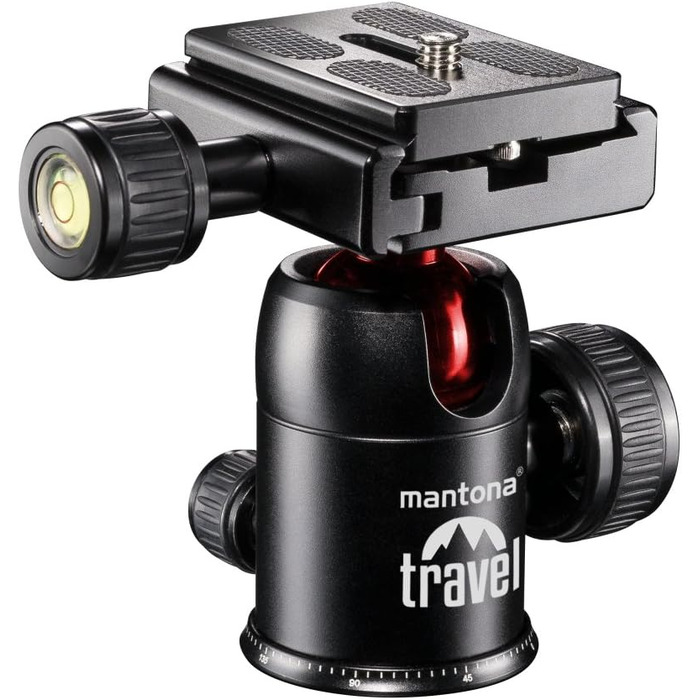 Штатив Mantona DSLM Travel - червоний, для камер, до 5 кг, з кульковою головкою та рівнем