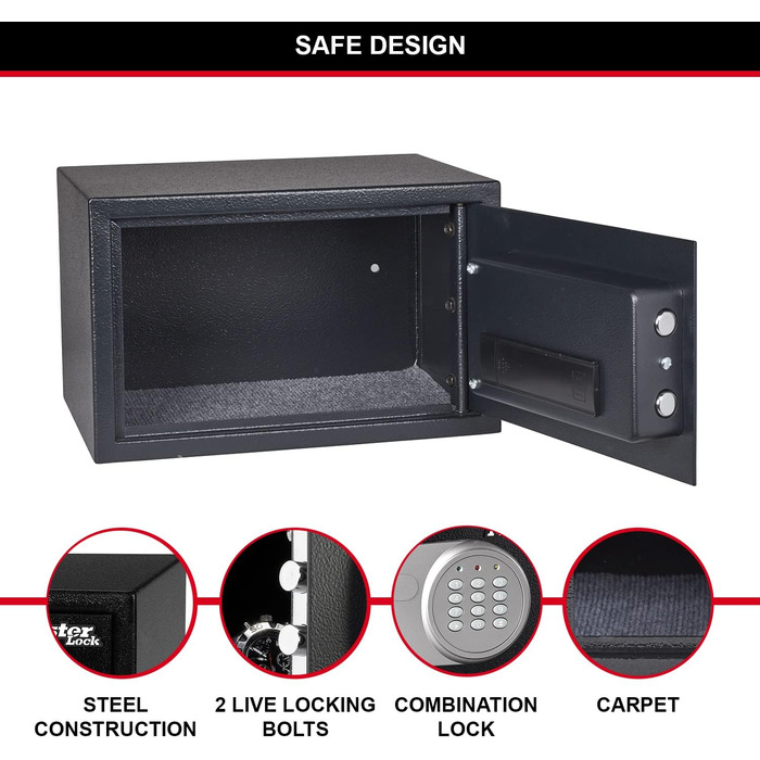 Сейф Master Lock з електронним кодовим замком, 16 л, 22 x 35 x 27 см