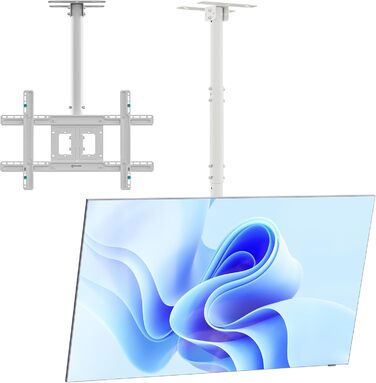 ONKRON Ceiling TV Mount for 32-80 inch TVs - Swivel & Tilt, VESA 100x100-600x400, Adjustable Height, White