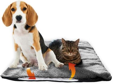 Самогріюча ковдра для собак Fellou 90 x 64 см - тепла підстилка для тварин, миюча, без сторонніх звуків, сірого кольору