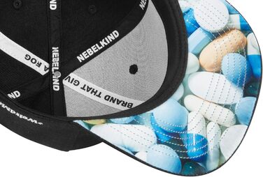 Кепка Snapback Nebelkind: унісекс, регульований розмір, чорно-синій колір, стиль Streetwear, бейсболка з прямим козирком, ретро