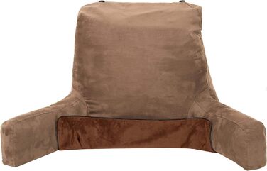 Подушка для чоловіка з підлокітниками - велика, для читання та відпочинку в ліжку. Преміум піна з пам'яті, знімна подушка для шиї на стрічці. Чохол, колір: коричневий, колір: коричневий