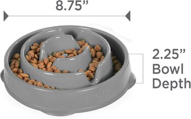 Миска для собак Outward Hound Fun Feeder M, сіра - уповільнює годування, запобігає здуття, антиковзаюча