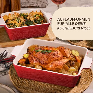 Форма для запікання Praknu Groß - Лазанья з кераміки з високим бортиком - Форма для запікання, тирамісу та запіканок - червона