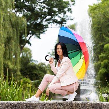 Автоматичний парасолька UNISEX Райдуга, вітростійкий, 16-сегментний, великий, стійкий до вітру, 120 см