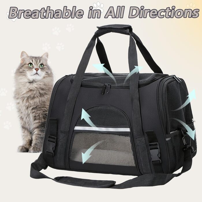 Транспортна сумка для котів та собак, чорна, до 5 кг