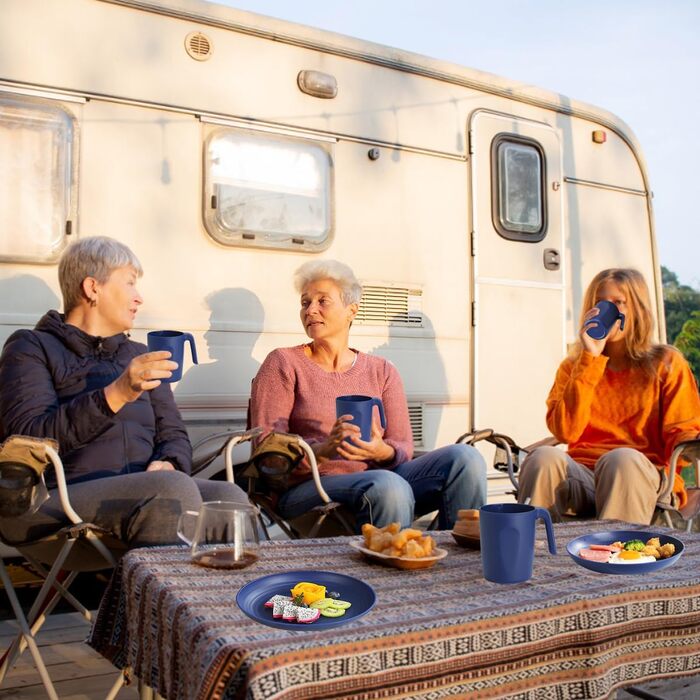 Набір посуду Berglander з білого пластику (24 шт) для 6 осіб: тарілки, миски, чашки | Berglander