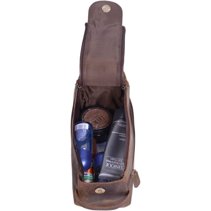 KomalC Travel Culture Bag made of high-quality buffalo leather for women and men