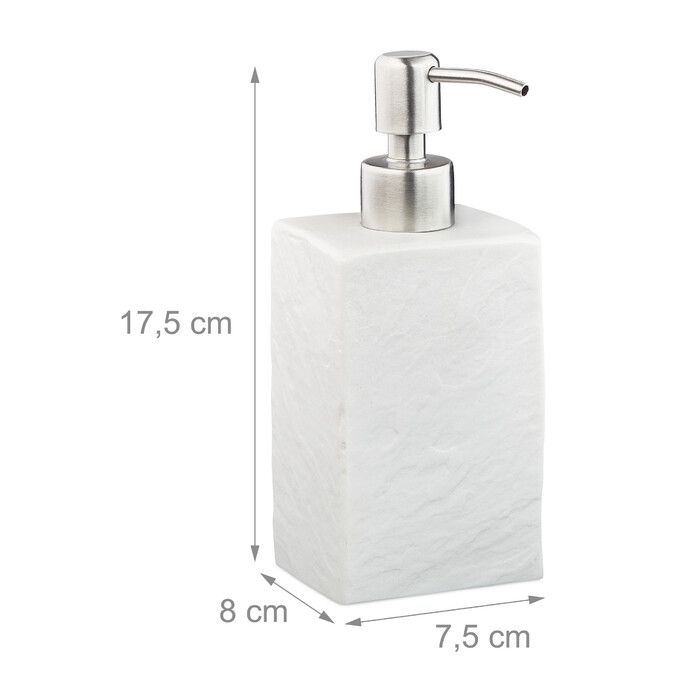 Relaxdays Soap Dispenser, Stone-Look, Square