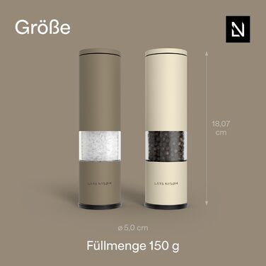 Набір мельниць для солі та перцю LARS NYSØM з регульованим керамічним жорном | Мельниці з нержавіючої сталі | Дизайн, 2 шт. (Коричневий/Бежевий)