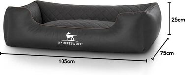 Крісло-ліжко для собак Knuffelwuff Milan, XL, 105 x 75 см, штучна шкіра, чорний колір, знімний кошик, миється