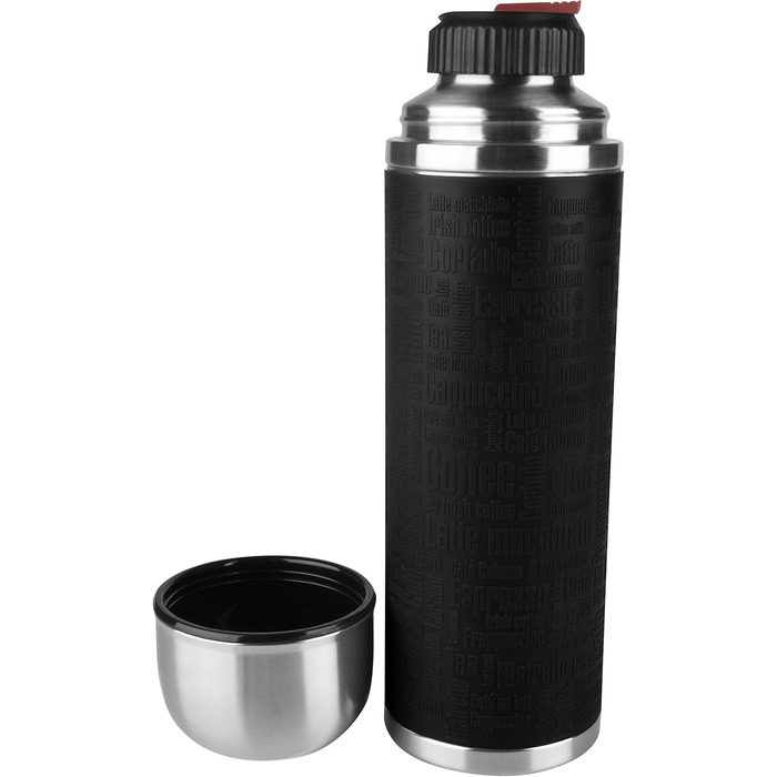 Emsa Senator Insulated Flask 515714 | Capacity: 1.0 L | 100 percent leak-proof | Silicone seal | Safe Loc closure | 12h hot or 24h cold | Black
