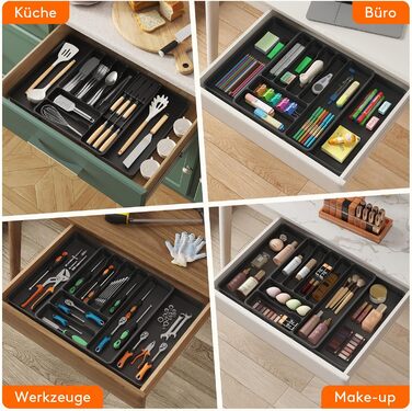 Органайзер для столових приборів Lifewit в шухляду, розсувний, з відділенням для ножів (40 см), чорний