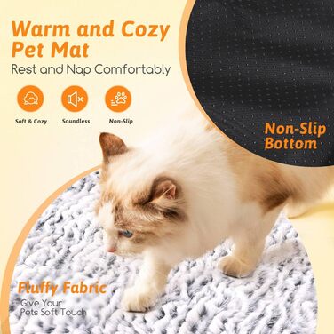 Self-Heating Blanket for Dogs & Cats, Pet Heating Mat Winter, Washable Heating Blanket for Dogs, Self-Warming Dog Mat Fluffy Warm, Thermal Blanket for Dogs Non-Slip, Grey, 115x70cm (L 70 x W 50 x H 2 cm)