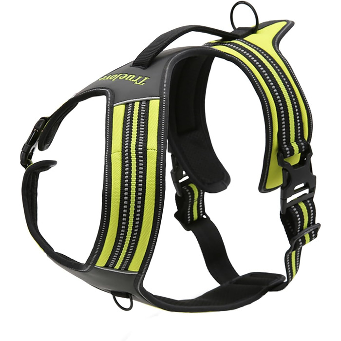 Шлейка для собак Truelove TLH5551 з ручкою, м'яка, світловідбиваюча, для собак (M, неоновий жовтий)