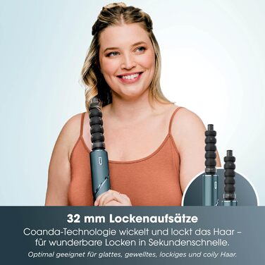 Фен Shark FlexStyle Multi 5 в 1 з насадками для локонів, щітками та концентратором – без пошкодження волосся, універсальне укладання, для всіх типів волосся (Teal)