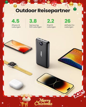 Power Bank 27000mAh з швидкою зарядкою 22.5W та PD20W, USB-C, для iPhone, Huawei, Samsung