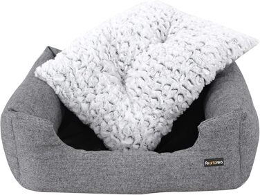 Feandrea Luxus Dog Bed, XL, Dog Cushion, made of Oxford fabric, with a non-slip bottom, 100 x 70 cm PGW28H (L 60 x W 50 x H 20 cm, Grey)