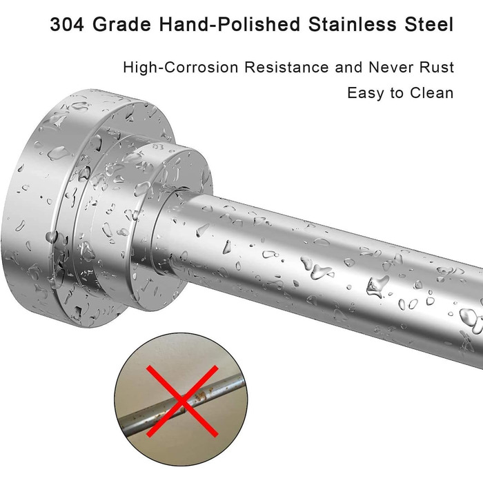 Телескопічна штанга для душу Siler 120-290 см, не потребує свердління, з нержавіючої сталі, висувна, регульована, для душу та ванни