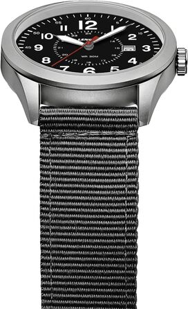 Годинник чоловічий LN LENQIN Military 30M водостійкий з датою, кварцовий, тактичний, на текстильному ремінці (чорний/сріблястий)